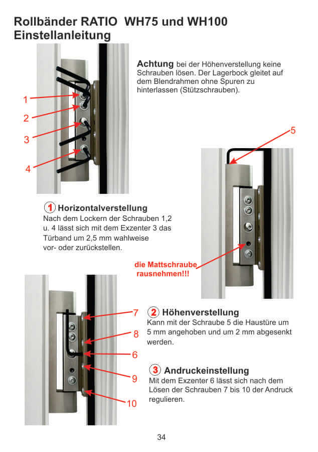 RollBänder Einstellung WH75 und WH100 RollBänder Einstellung WH75 und WH100