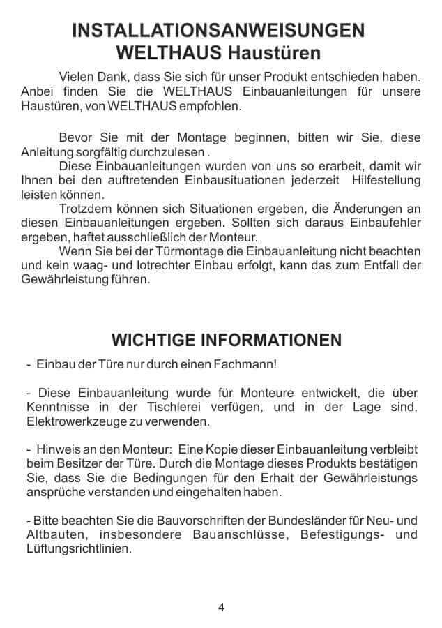 Sicherheit und Handhabung Welthaus HausTüren Montage